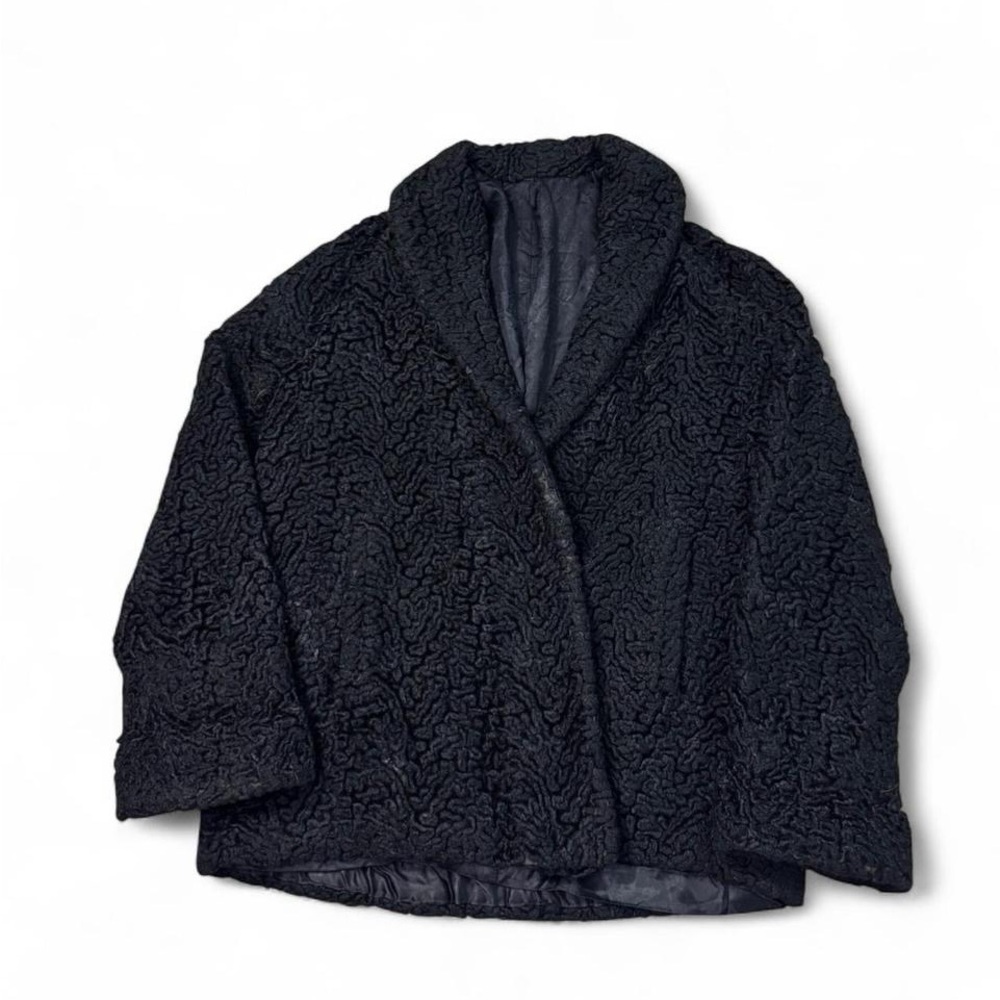 VTG 50s 60s national recovery board union black persian lamb coat L women’s read